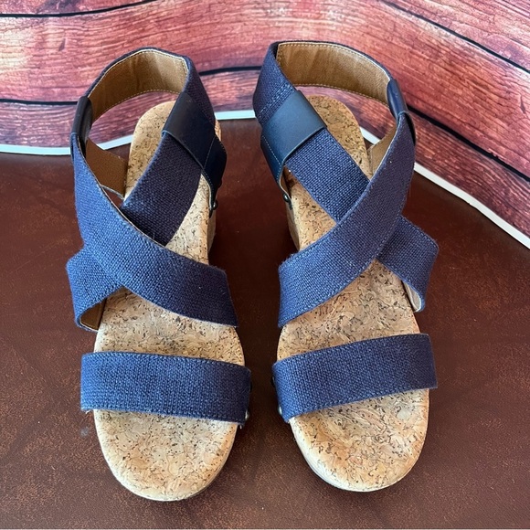 Lucky Brand Marla Blue Cork Wedge Platform Sandals - Picture 3 of 15